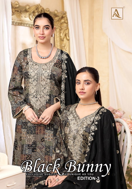 Black Bunny Edition 3 By Alok Suit Viscose Surat Dress Material Wholesale Market
